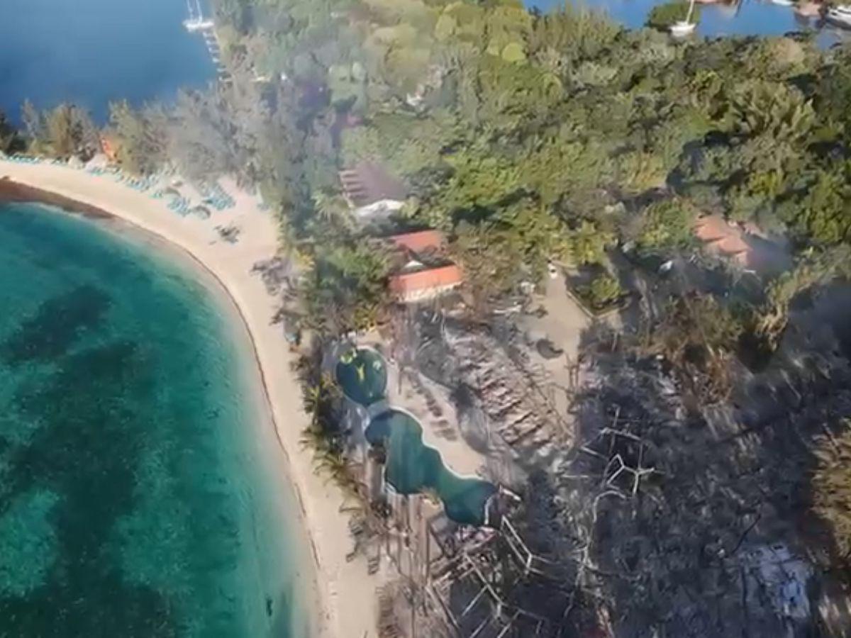 FOTOS: En medio de escombros queda famoso hotel de Roatán tras incendio