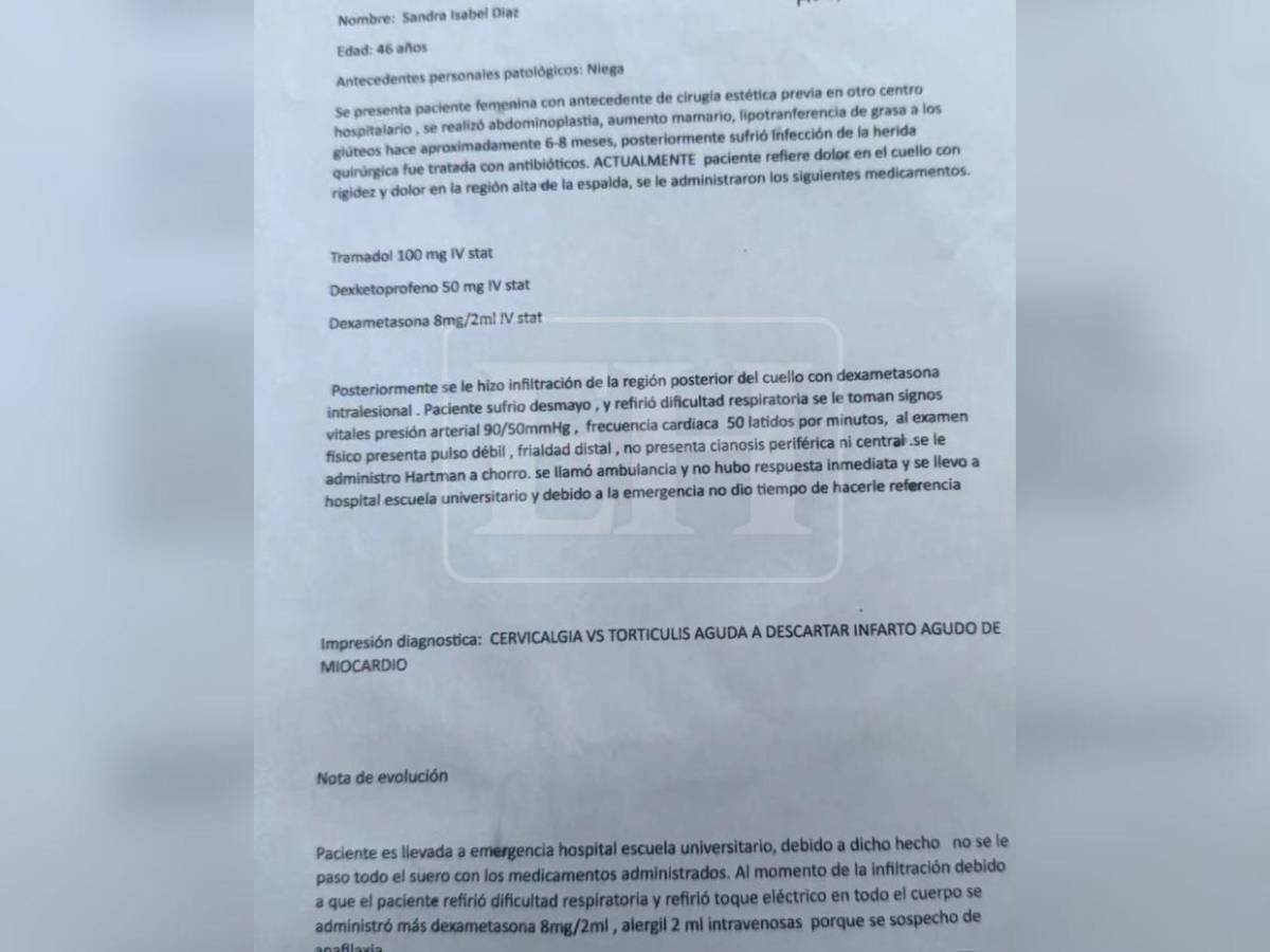 Reporte médico revela lo que ocurrió con la chef Sandra Díaz en la clínica