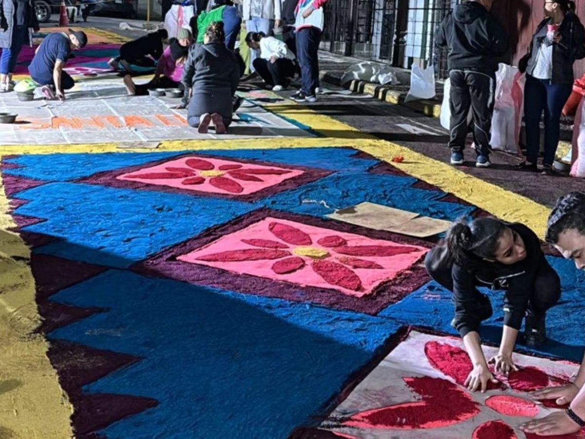 Honduras se pinta de fe en Semana Santa: algunas de las alfombras de aserrín