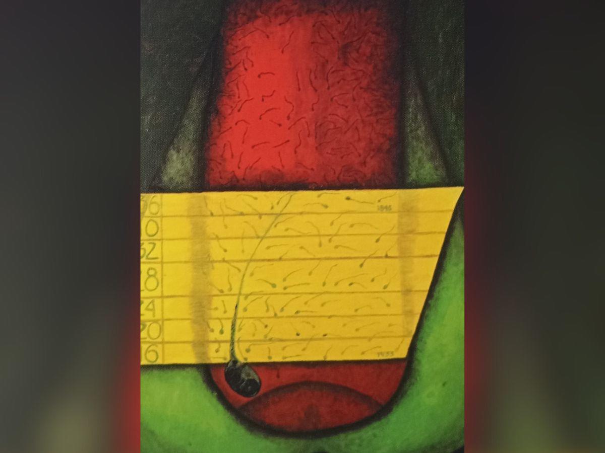 “La concepción”, Vishnu Espinal, 2008. Aún era un estudiante de la ENBA cuando ya formaba parte del catálogo del “Pimer Certamen de Pintura Emergente Pablo Zelaya Sierra”.