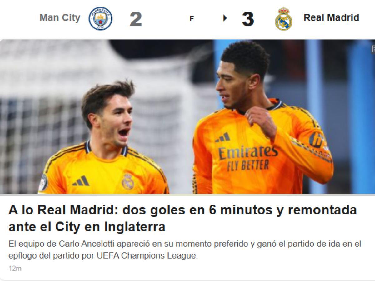 Reacción de la prensa tras la remontada del Real Madrid ante City: “También obra milagros”