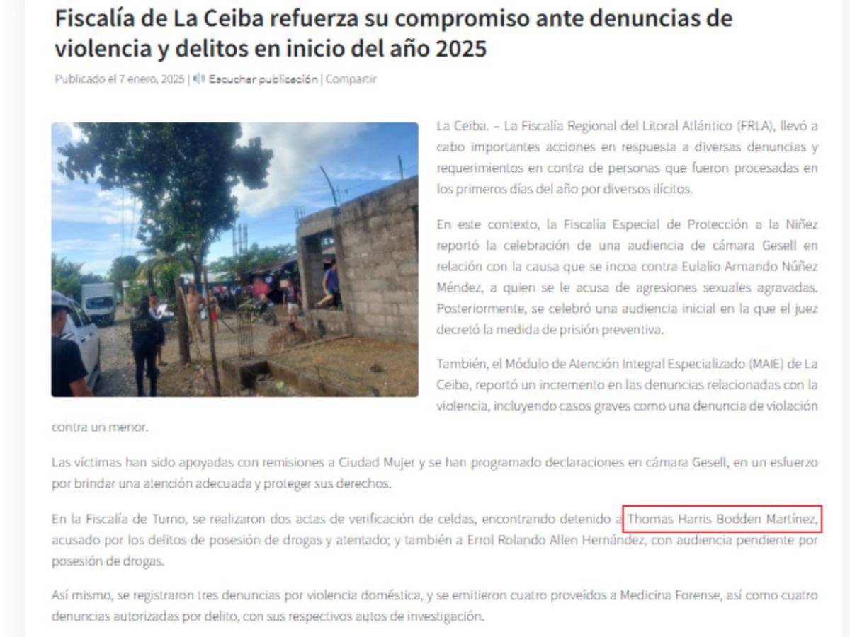 Tenía antecedentes por tráfico de drogas y atentado: Thomas Bodden, víctima de la masacre en Jutiapa
