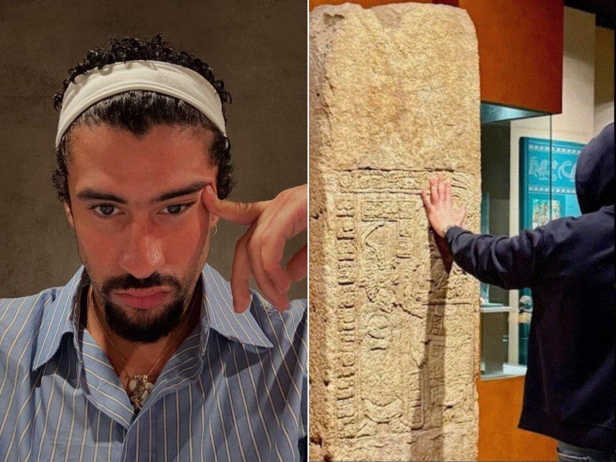 Bad Bunny amonestado por tocar una pieza arqueológica en el Museo Nacional de Antropología de México