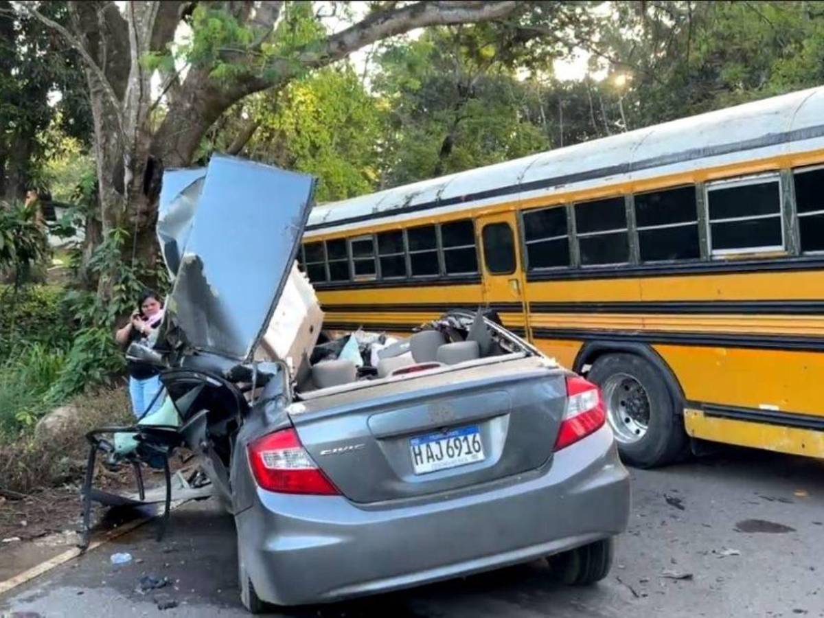 Tragedia en Santa Cruz de Yojoa: joven muere tras brutal choque frontal con bus que iba a excursión
