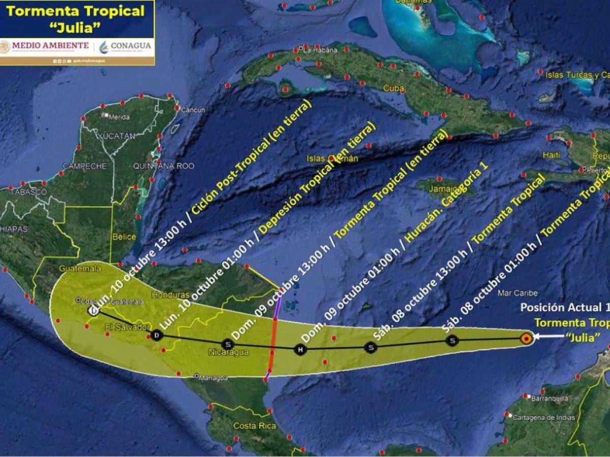 Honduras se prepara contra la arremetida de huracán Julia
