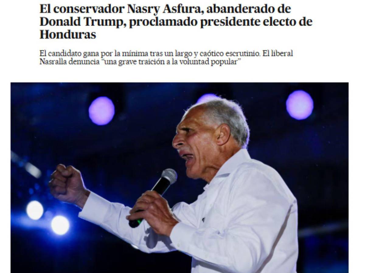 Medios internacionales informan al mundo sobre Nasry Asfura nuevo presidente electo de Honduras