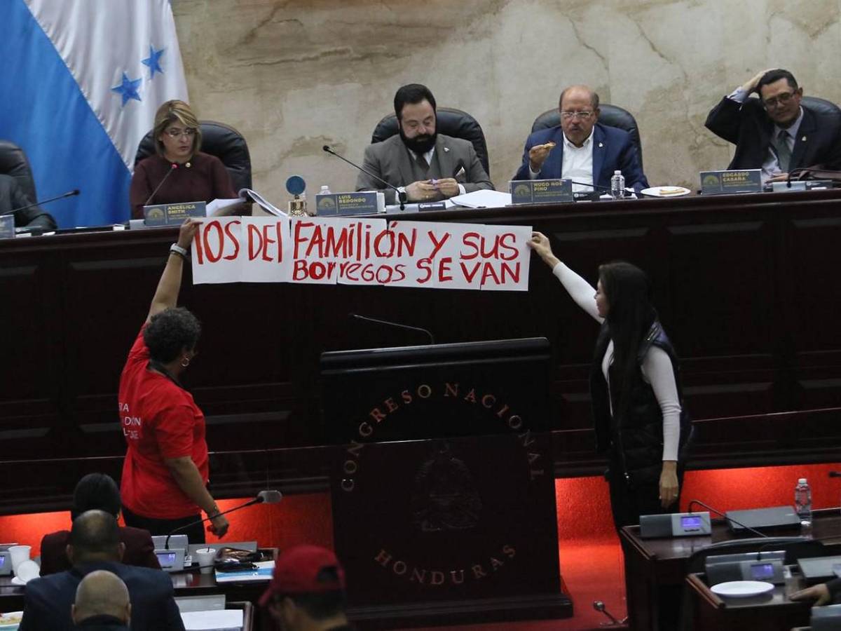 Con mensajes de “Sí a la extradición”, “se van” y citas bíblicas, diputadas protestan en el CN