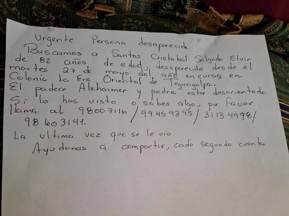 Tras 75 días de búsqueda, hallan muerto a don Santos Salgado en La Era; padecía alzheimer