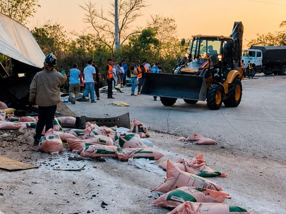 Quedaron bajo material y escombros: escena donde murieron tres trabajadores en Intibucá