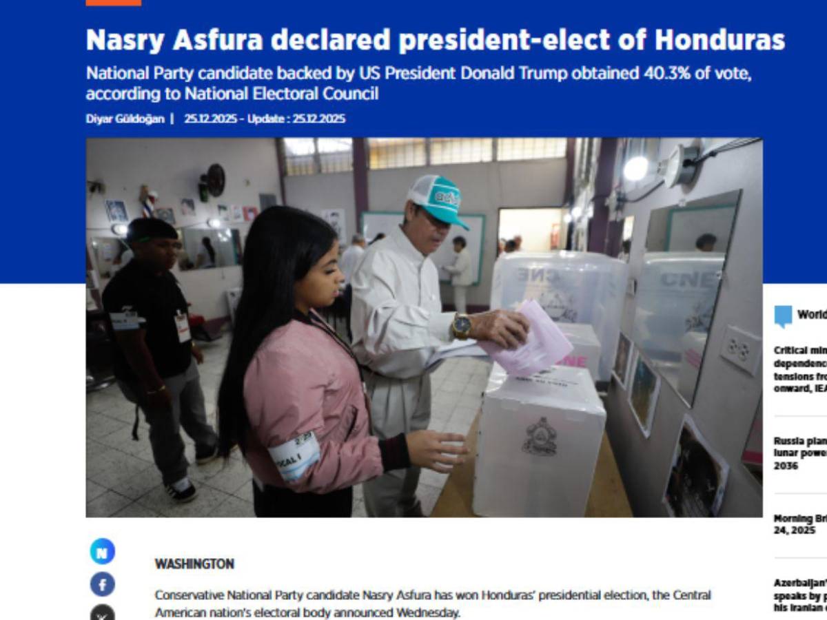Medios internacionales informan al mundo sobre Nasry Asfura nuevo presidente electo de Honduras