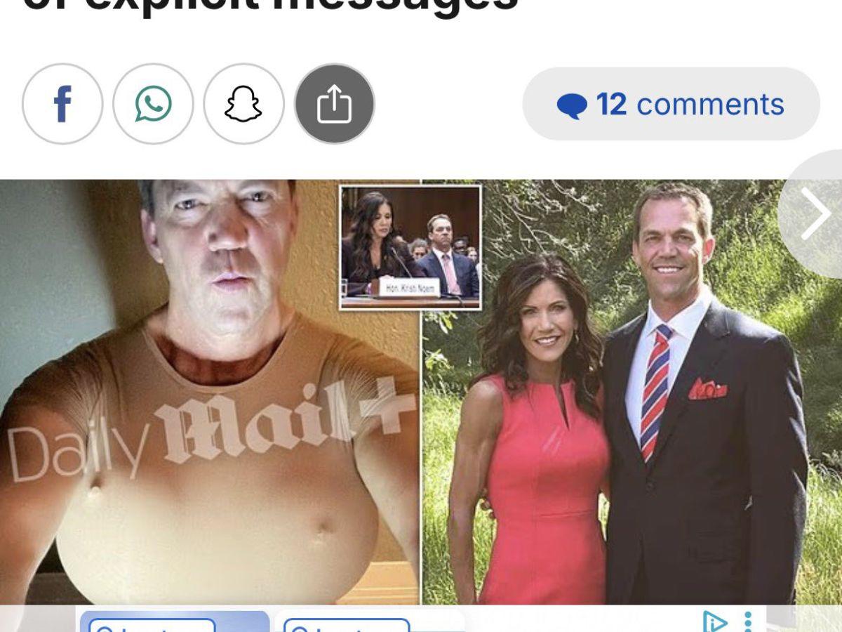 Difunden supuestas fotos del esposo de Kristi Noem usando senos postizos