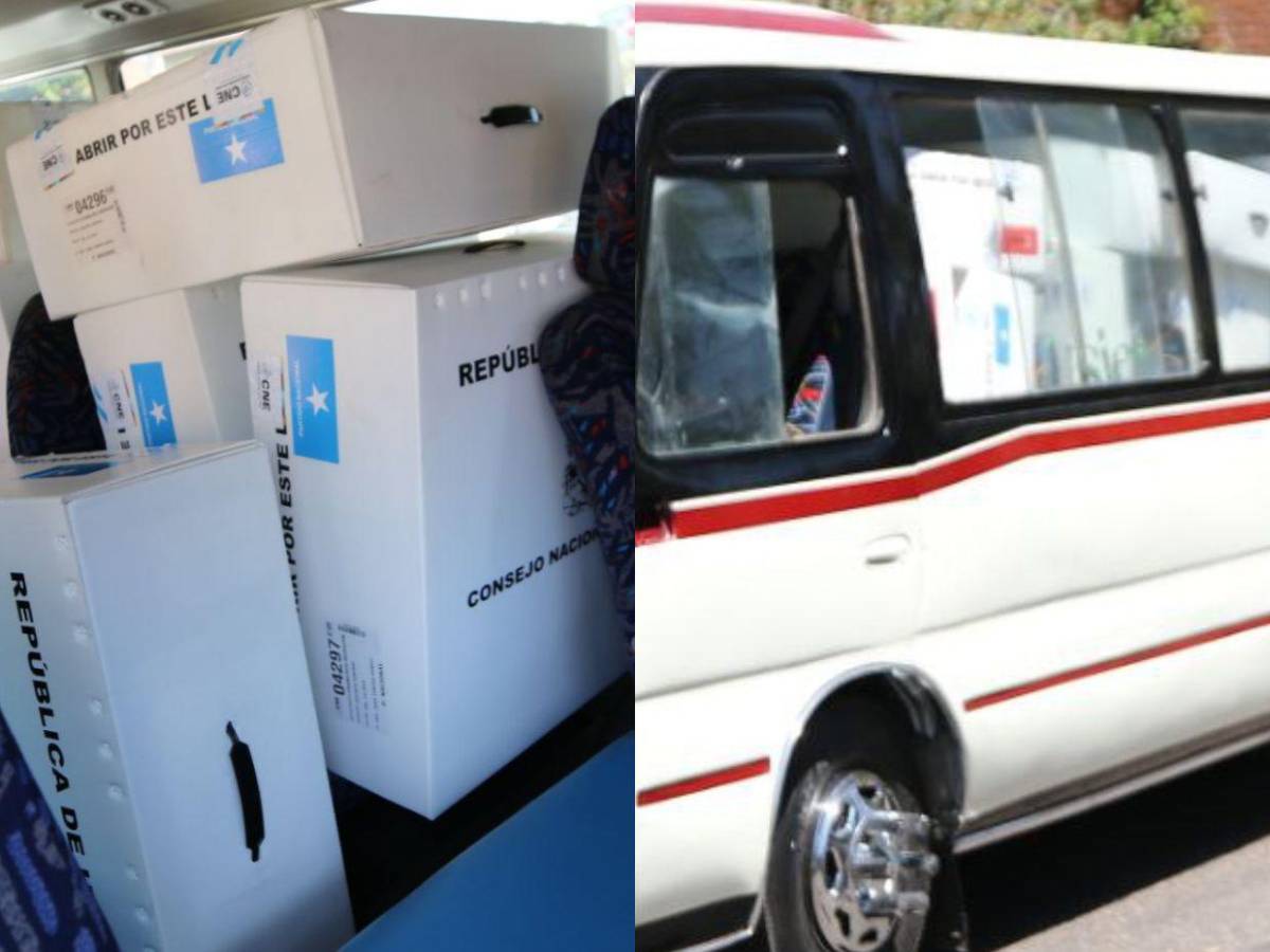 Amontonadas y en buses de ruta urbana trasladan maletas electorales a centros de votación