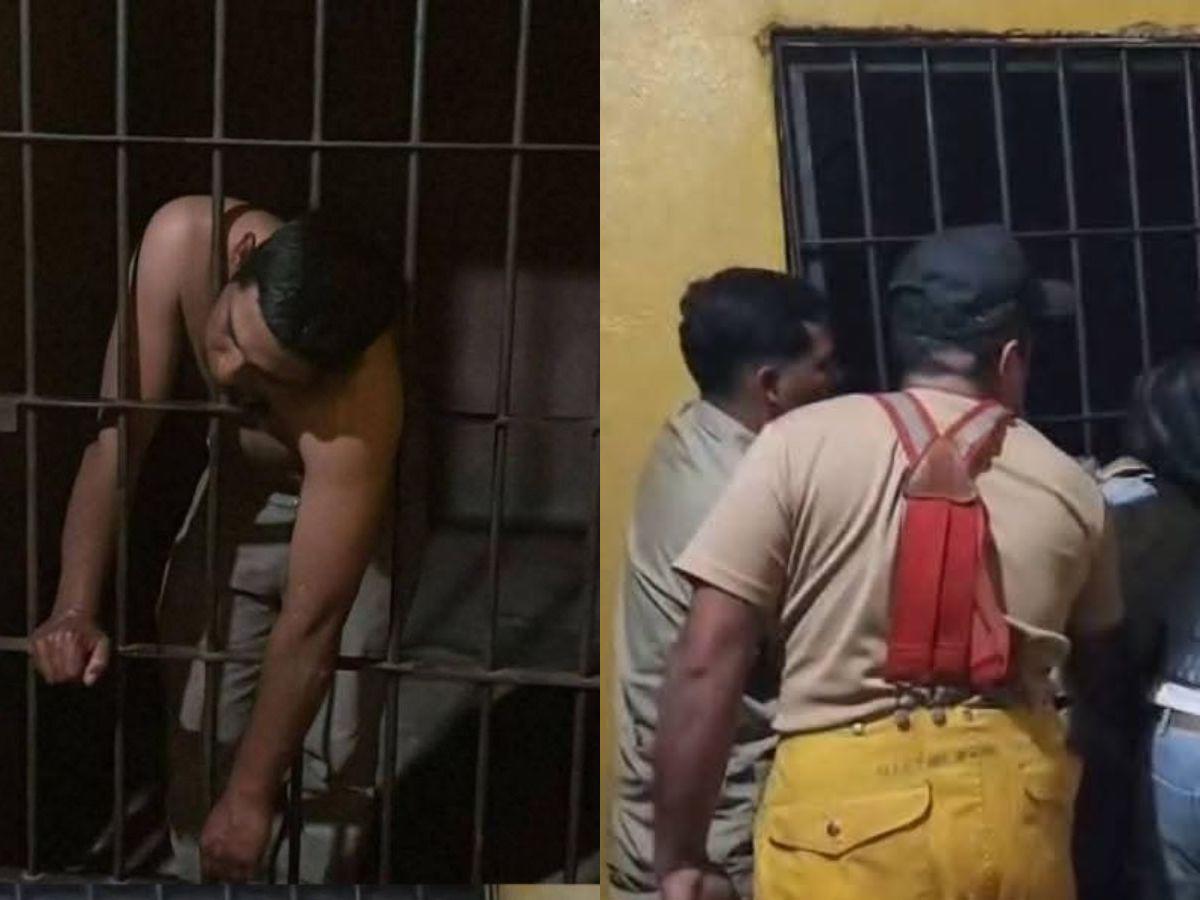 Hombre quedó atrapado entre los barrotes de una celda en Guaimaca: así lo rescataron