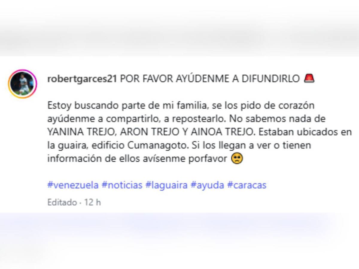 “Quiero creer que no estaban ahí”: futbolista Lucas Trejo tras desaparición de su familia en Venezuela