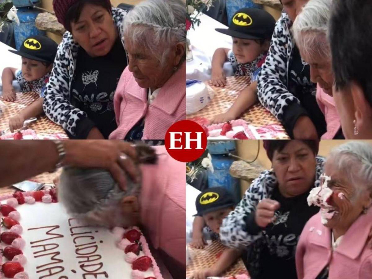 “A la abuelita se le respeta”: Le hacen la tradicional mordida al pastel y usuarios terminan enojados