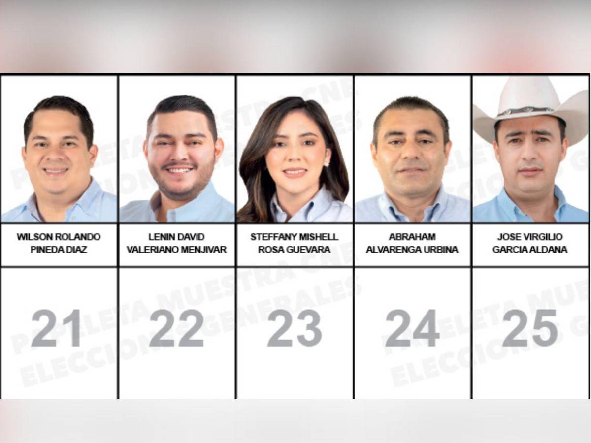 Papeleta con los rostros de los candidatos a diputados nacionalistas que buscan un curul en el CN