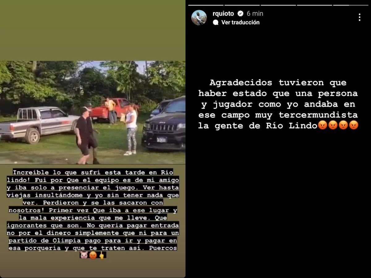 Romell Quioto explotó en sus redes sociales tras lo ocurrido en Río Lindo.