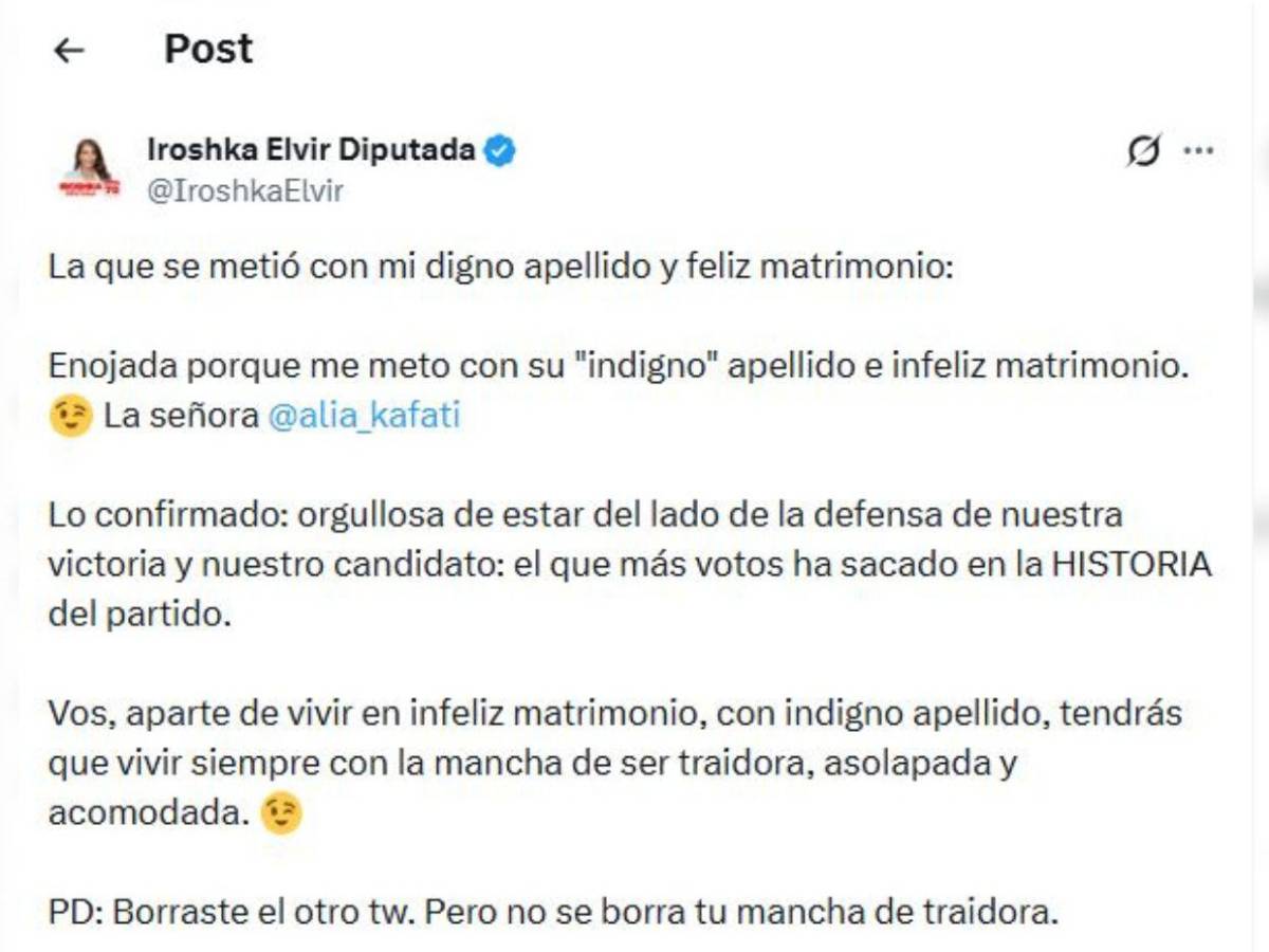 Iroshka Elvir y Alia Kafati se enfrentan en redes: Traidora, asolapada y acomodada