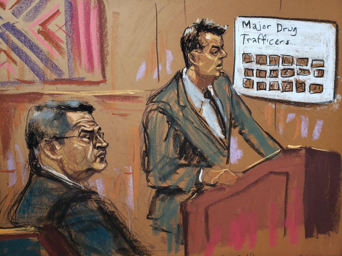 El expresidente Juan Orlando Hernández durante el segundo día de juicio en Nueva York.