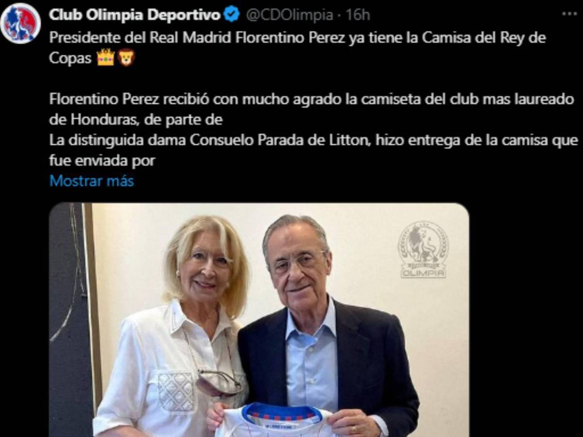¿Cómo le hicieron llegar la camiseta de Olimpia a Florentino Pérez, presidente de Real Madrid?