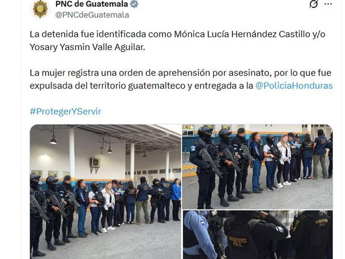 Expulsan a hondureña: Así informó Guatemala la captura de Yosary Valle cerca de la capital chapina