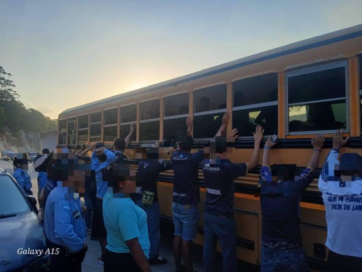 Decomisan arma de fuego en bus que transportaba a aficionados del Motagua al Nacional