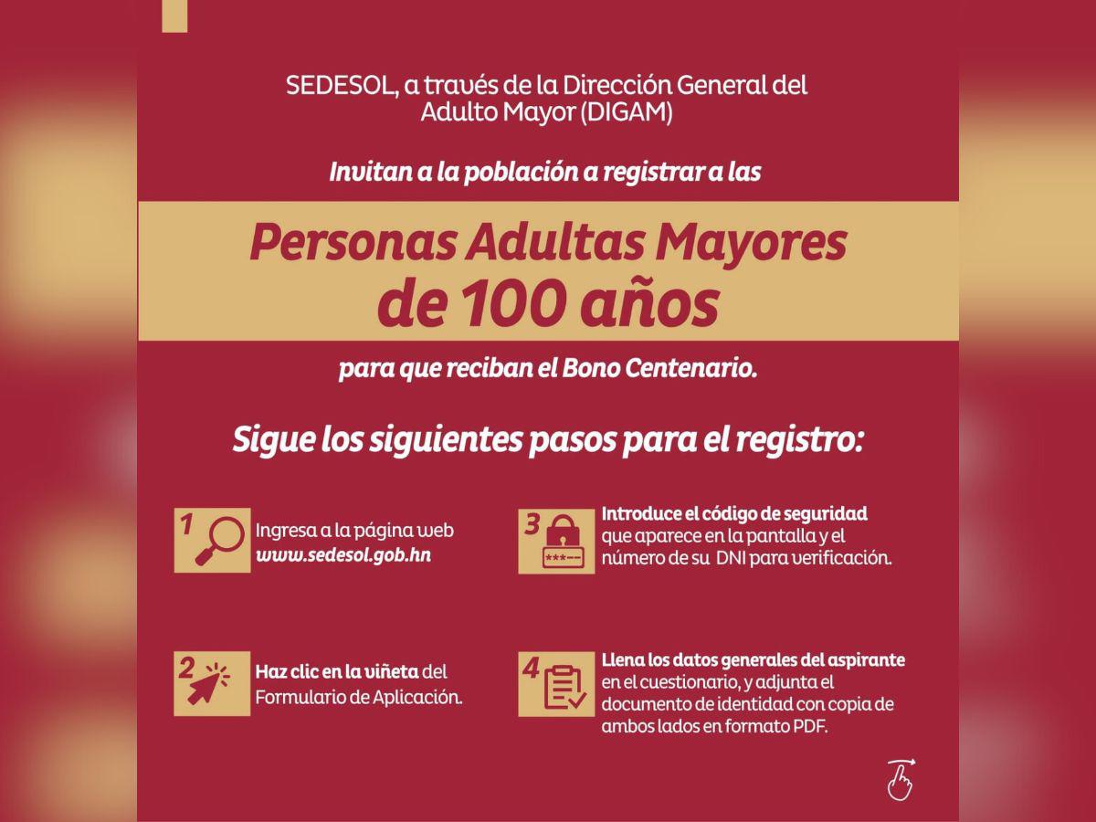 Pasos para aplicar al bono para adultos mayores de 100 años en Honduras
