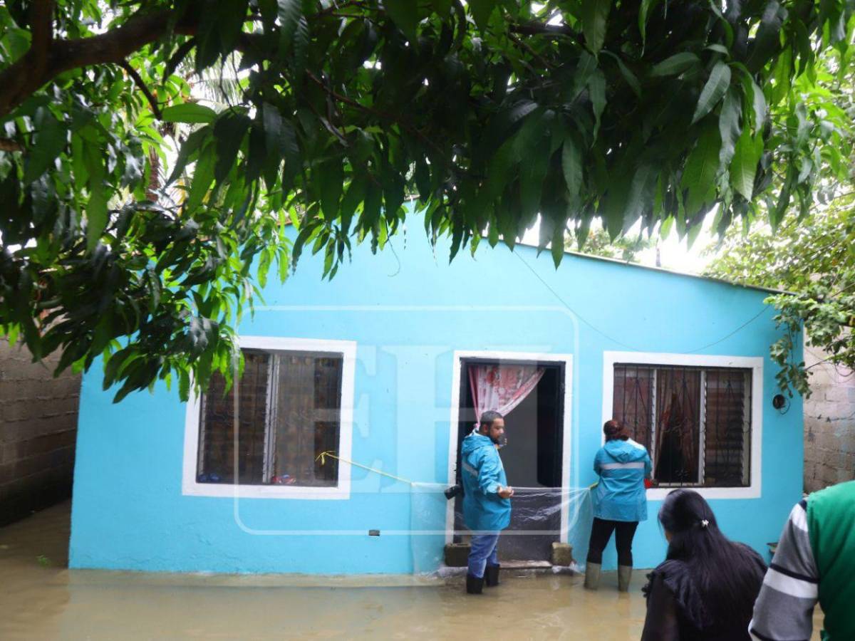 Damnificados e inundaciones en la Flor de Cuba de San Pedro Sula por las lluvias