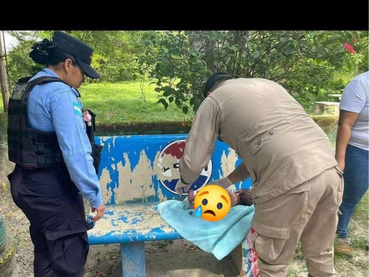 Lo abandonaron en una banca: rescatan a bebé con el cordón umbilical en Choloma