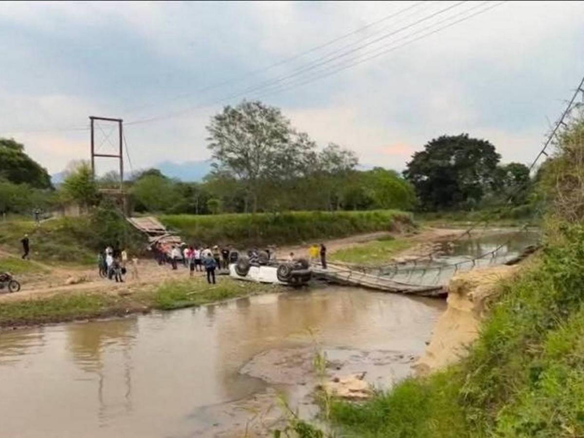 Padre, madre e hija mueren al colapsar puente hamaca en San Francisco del Valle, Ocotepeque