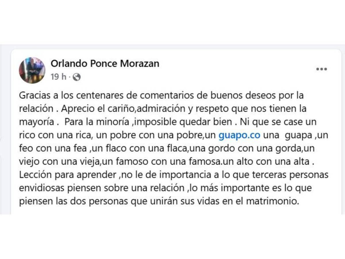 Orlando Ponce deja respuesta a críticos por casarse con una periodista más joven