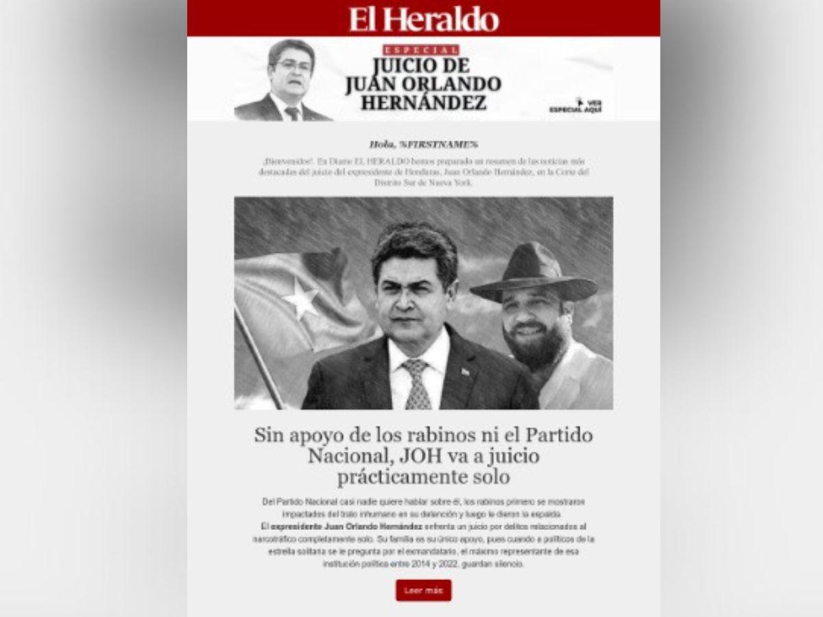 Suscríbase al boletín del juicio de JOH en EL HERALDO y reciba las últimas noticias