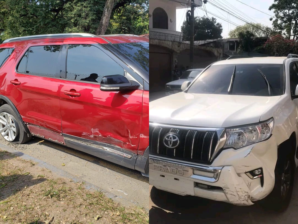 El vehículo rojo fue detenido a unas cuadras donde se registró el hecho, lo investigan para ver el vínculo con el ataque. El blanco es el de la diputada.