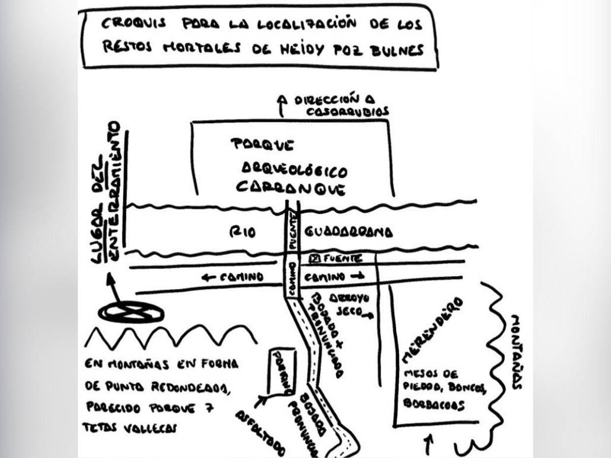“El Rey del Cachopo” muestra un croquis donde está la cabeza y los restos de la hondureña Heidi Paz