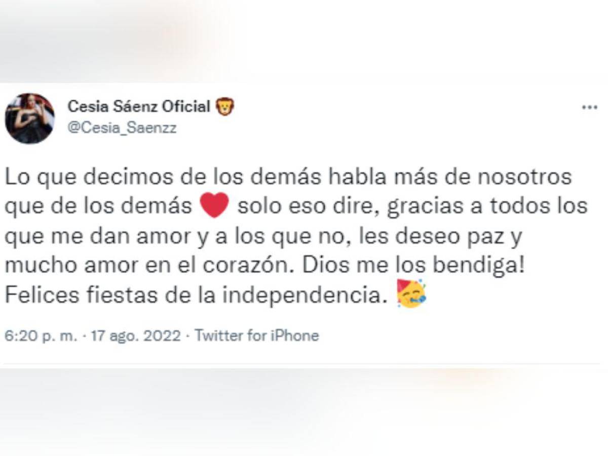 El contundente mensaje de la hondureña Cesia Sáenz a quienes la critican