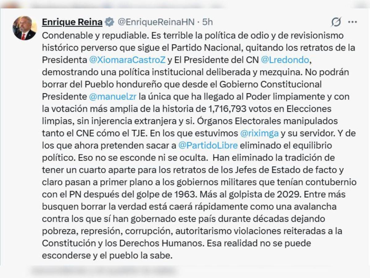 ¿Es cierto que quitaron el cuadro de Xiomara Castro de Casa Presidencial?