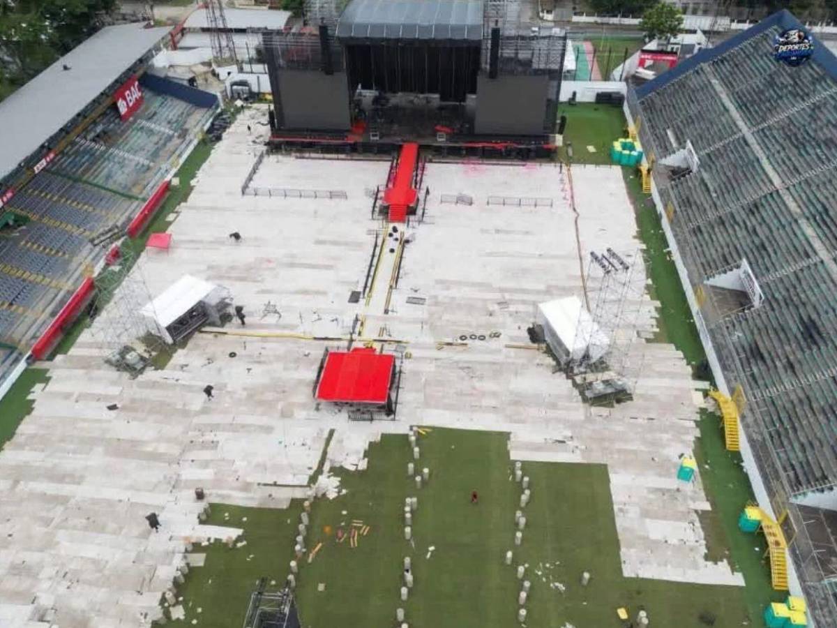 Lamentable: revelan fotos de cómo quedó la grama del Estadio Morazán tras concierto