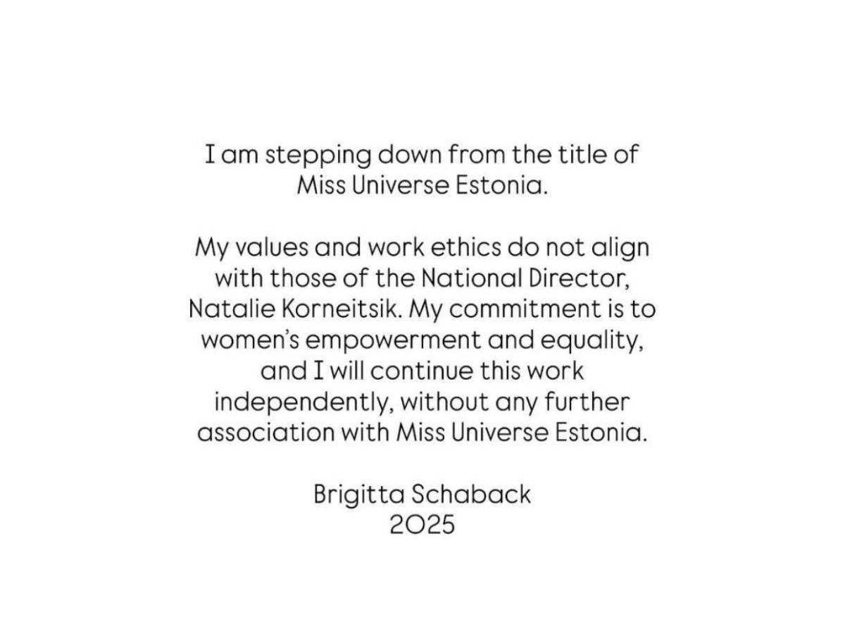 ¿Por qué Miss Estonia renunció a su título tras el escándalo de Miss Universo 2025?