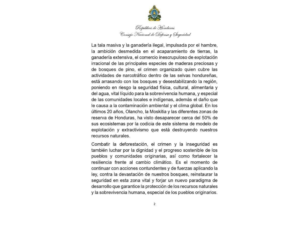 Consejo de Defensa y Seguridad decreta estado de emergencia ambiental