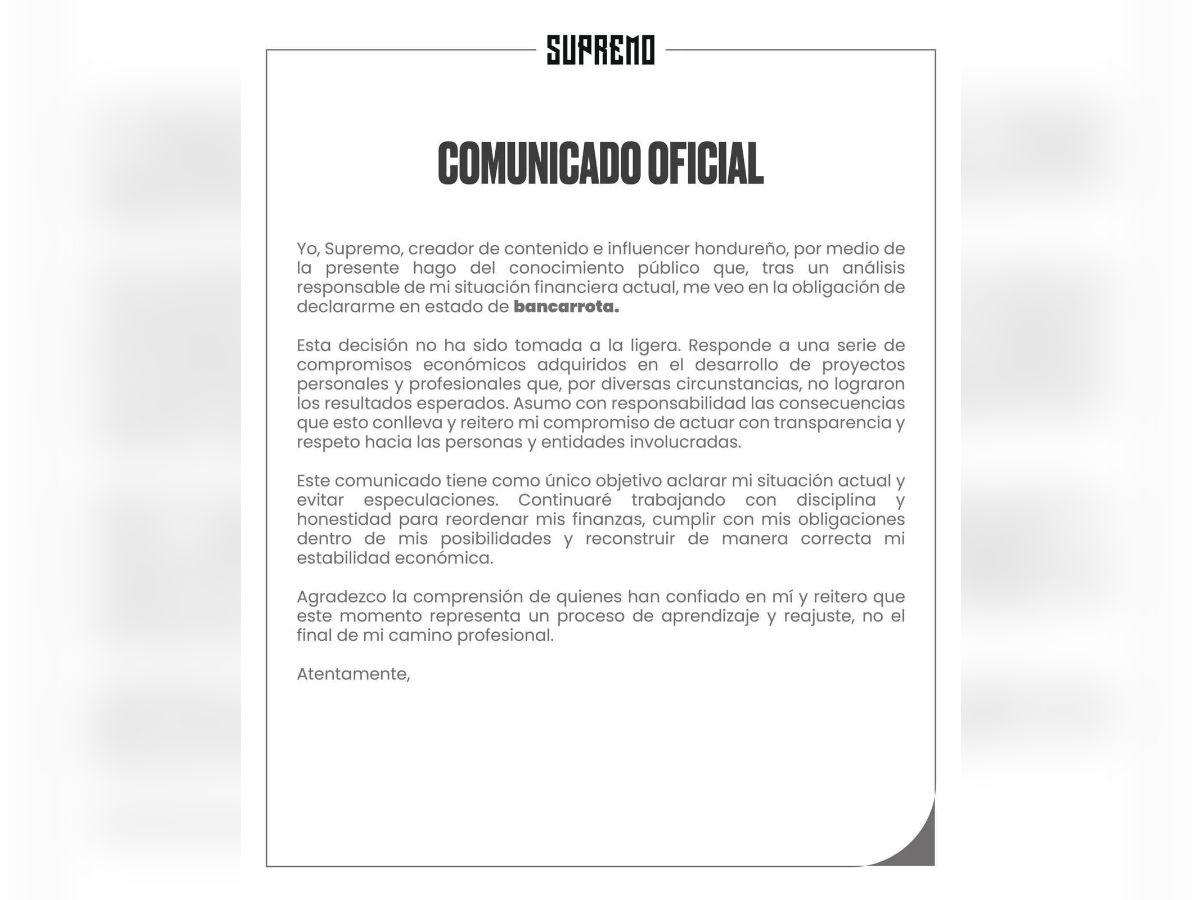 Supremo se declara en bancarrota tras ser denunciado por racismo ante el MP