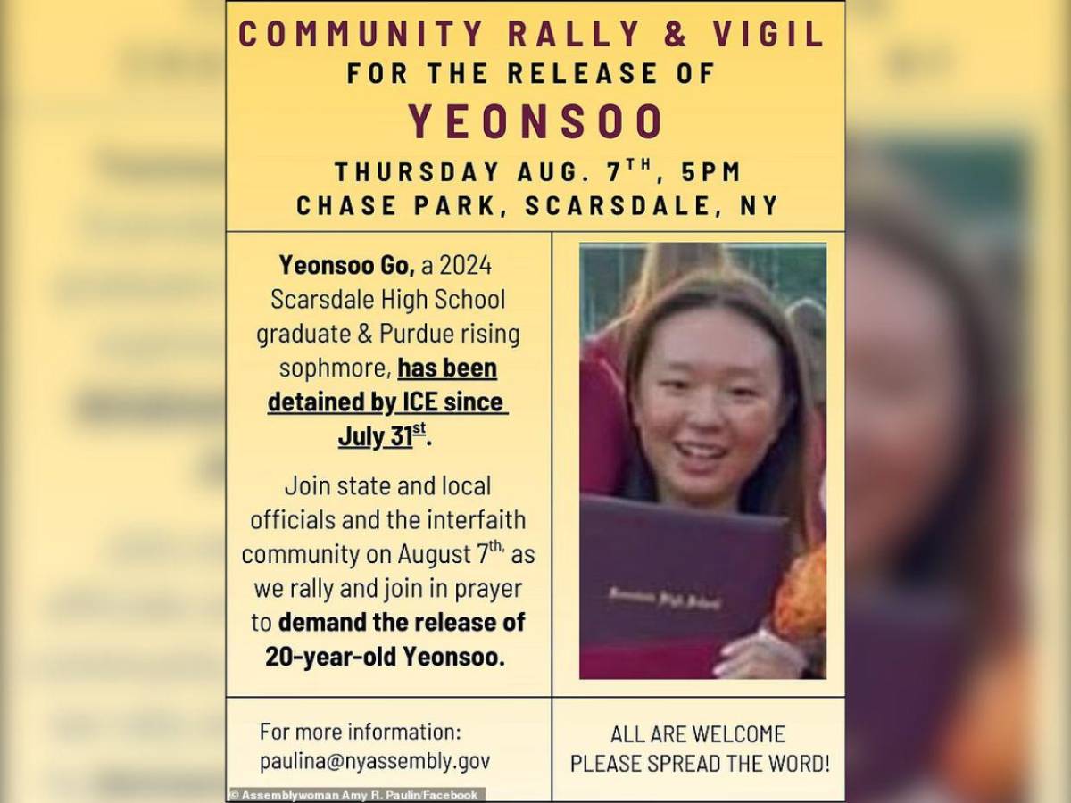 Yeonsoo Go, la estudiante surcoreana que fue detenida por ICE tras audiencia para la visa