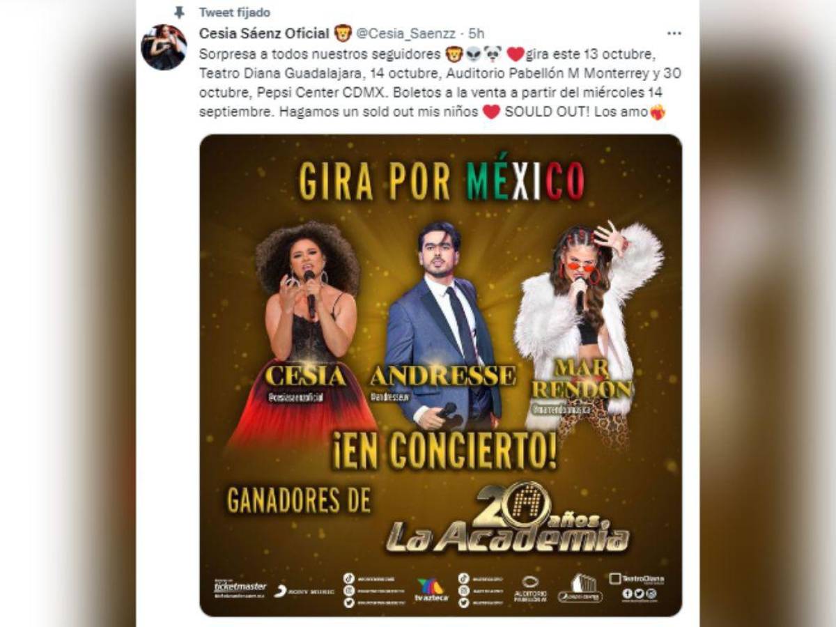Cesia, Andrés y Mar anuncian gira musical en México