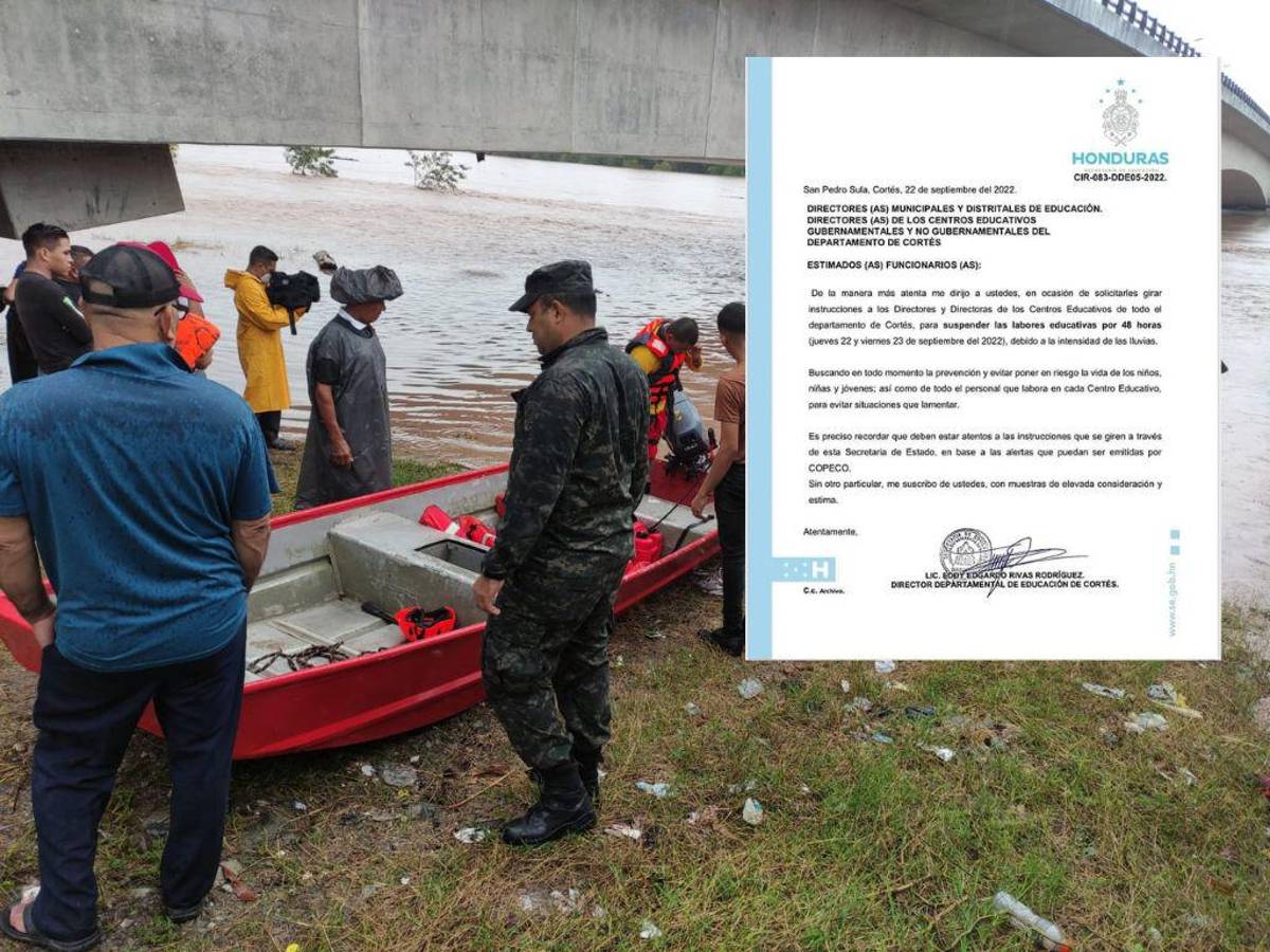 Educación suspende clases del jueves y viernes por fuertes lluvias en Cortés