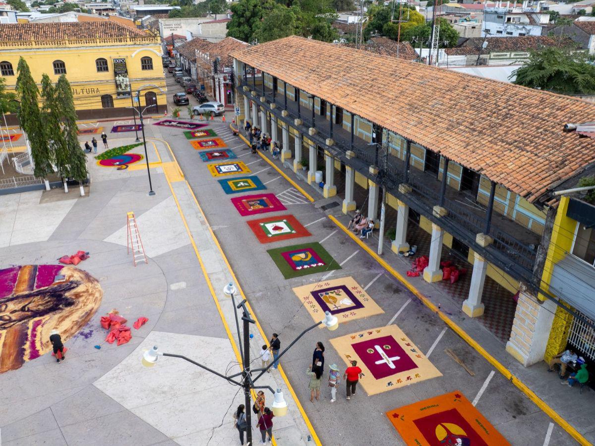 Honduras se pinta de fe en Semana Santa: algunas de las alfombras de aserrín