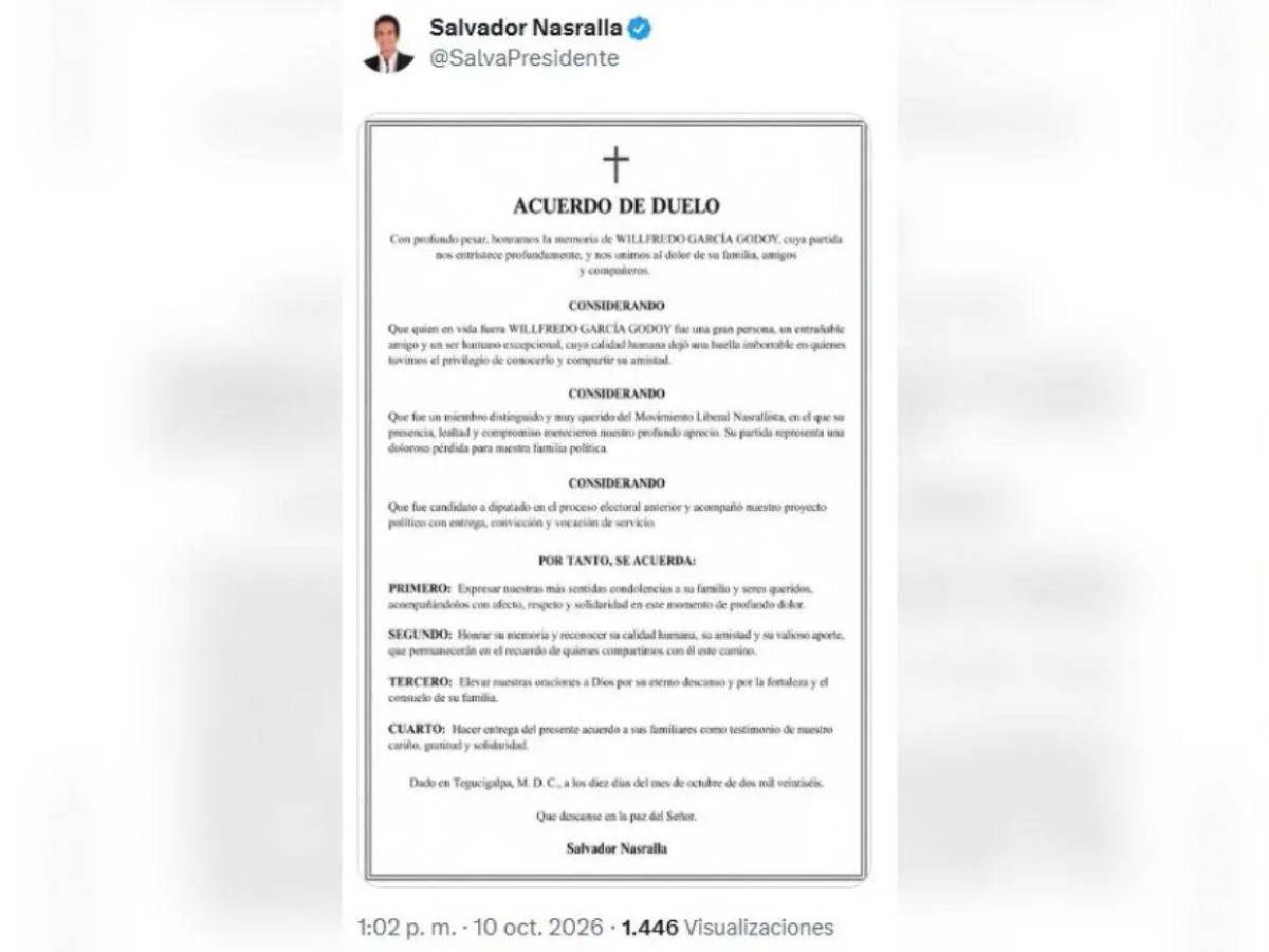 Willfredo García, excandidato a diputado que murió en accidente: así lo despidió Nasralla