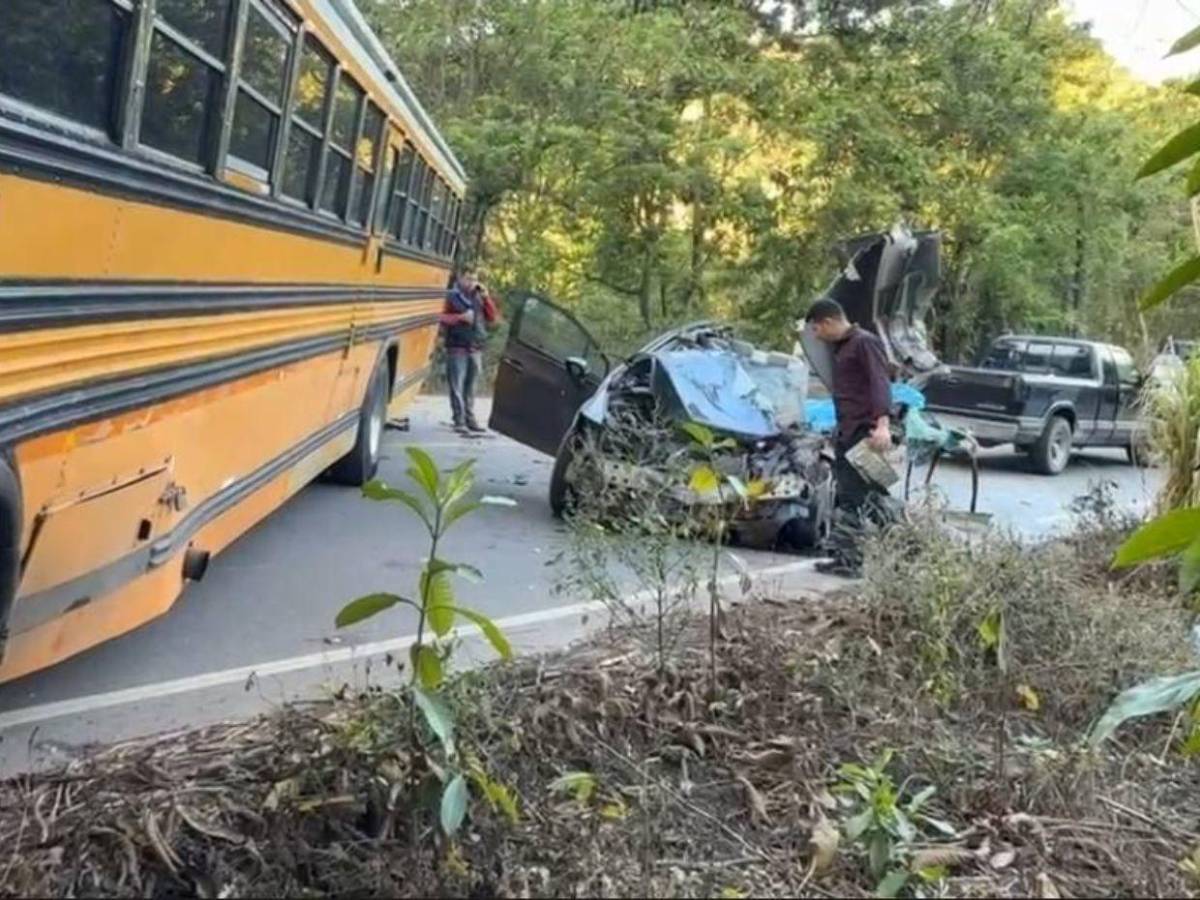 Tragedia en Santa Cruz de Yojoa: joven muere tras brutal choque frontal con bus que iba a excursión