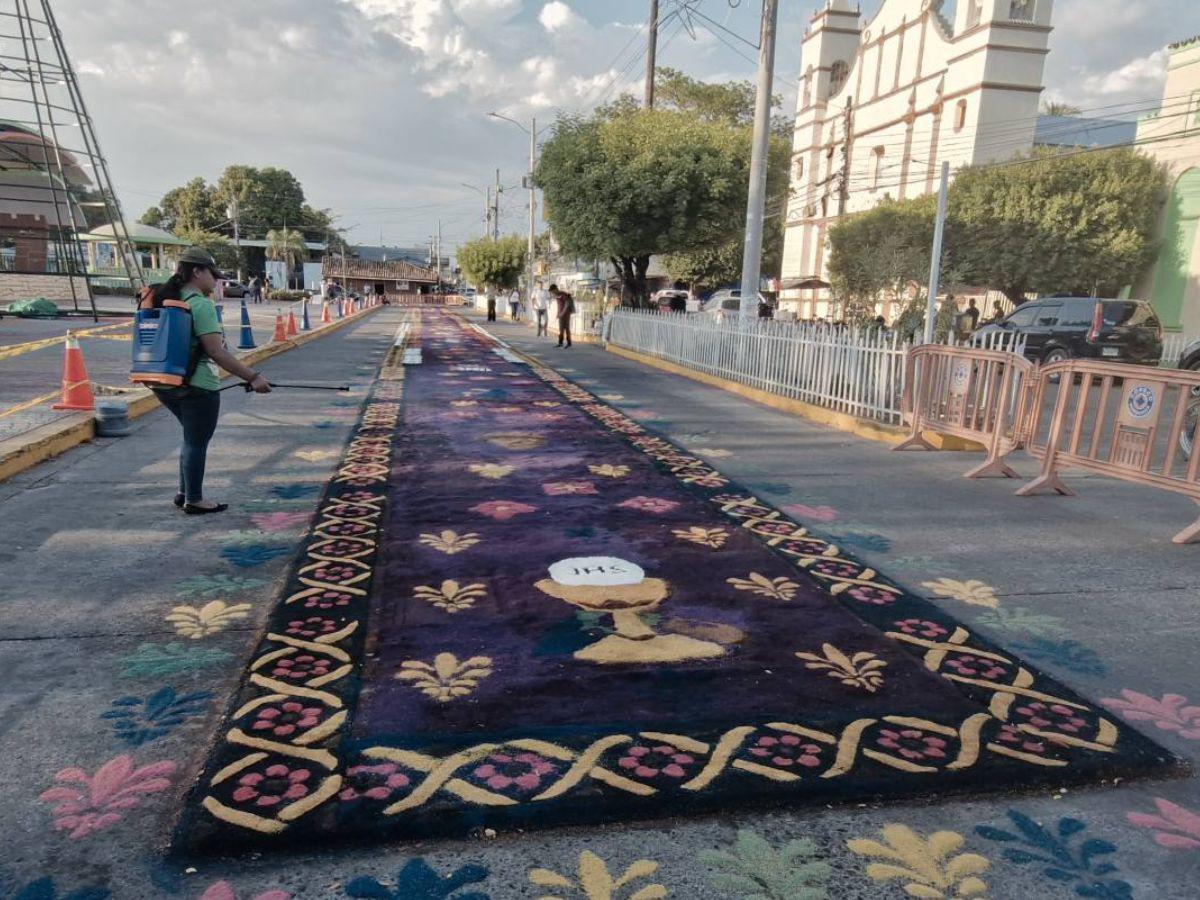 Honduras se pinta de fe en Semana Santa: algunas de las alfombras de aserrín