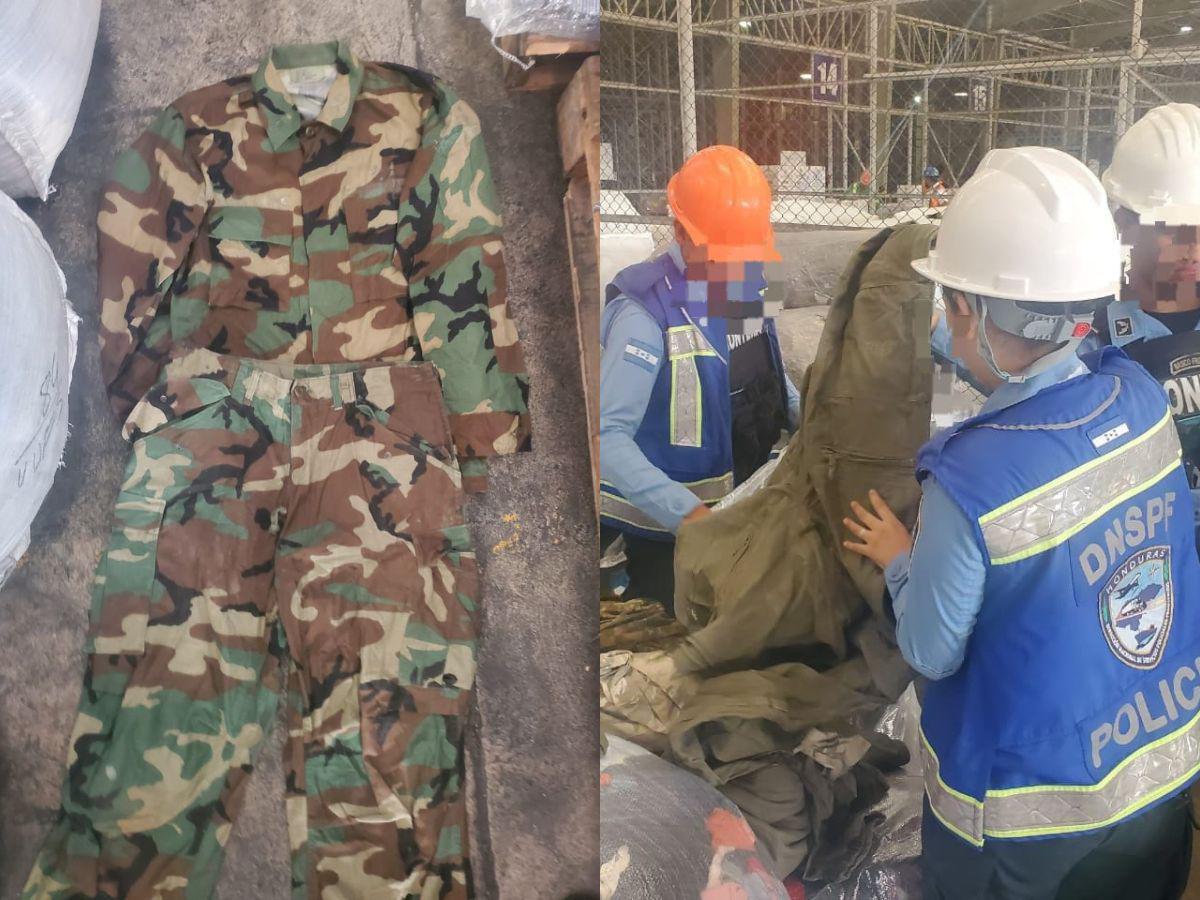 Decomisan indumentaria militar camuflada como ropa usada en Cortés