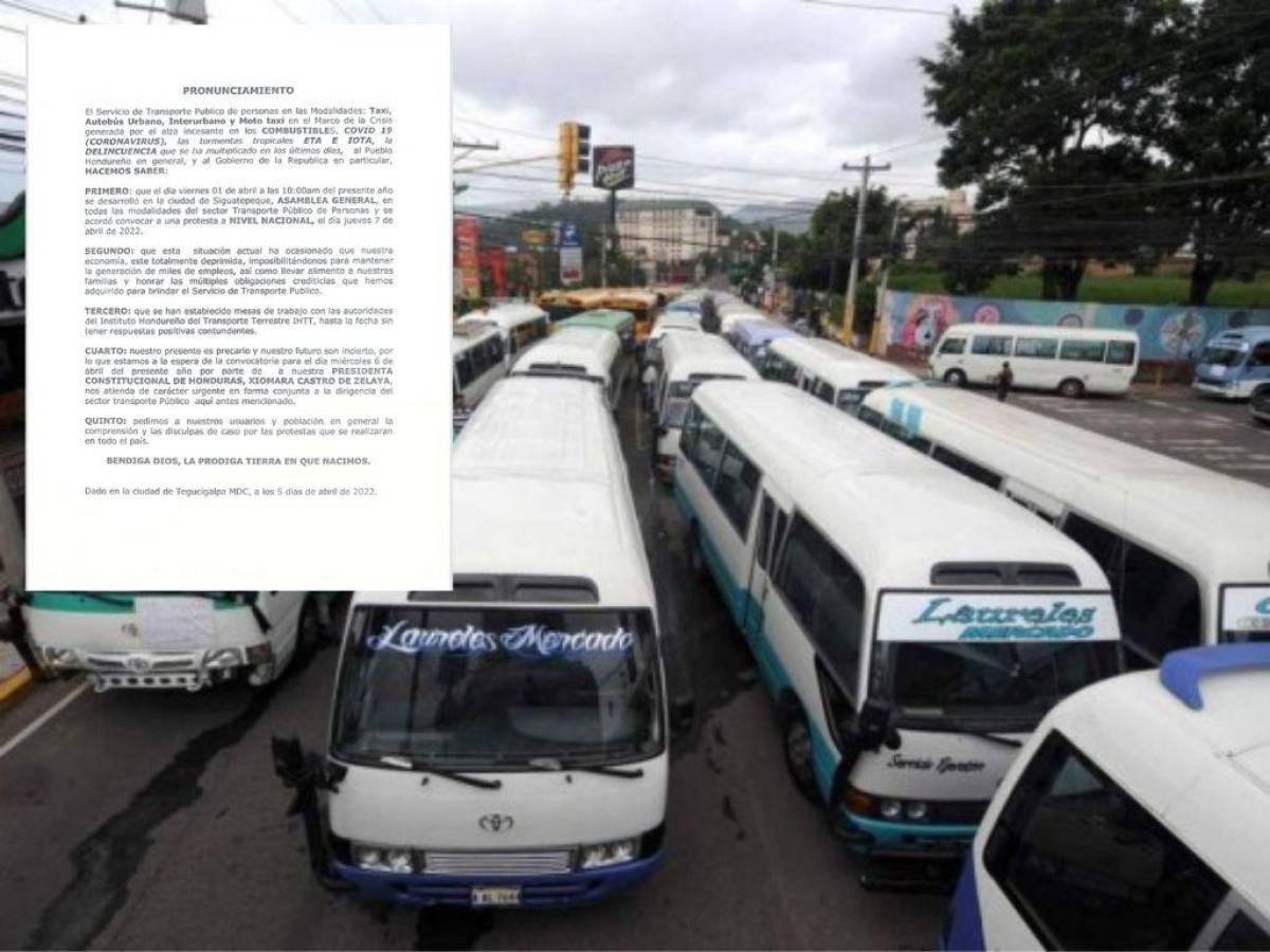 Transportistas anuncian paro nacional para el jueves 7 de abril