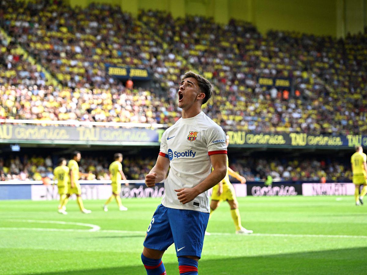 Gavi celebró con eufórica su gol en el encuentro ante el Villarreal.